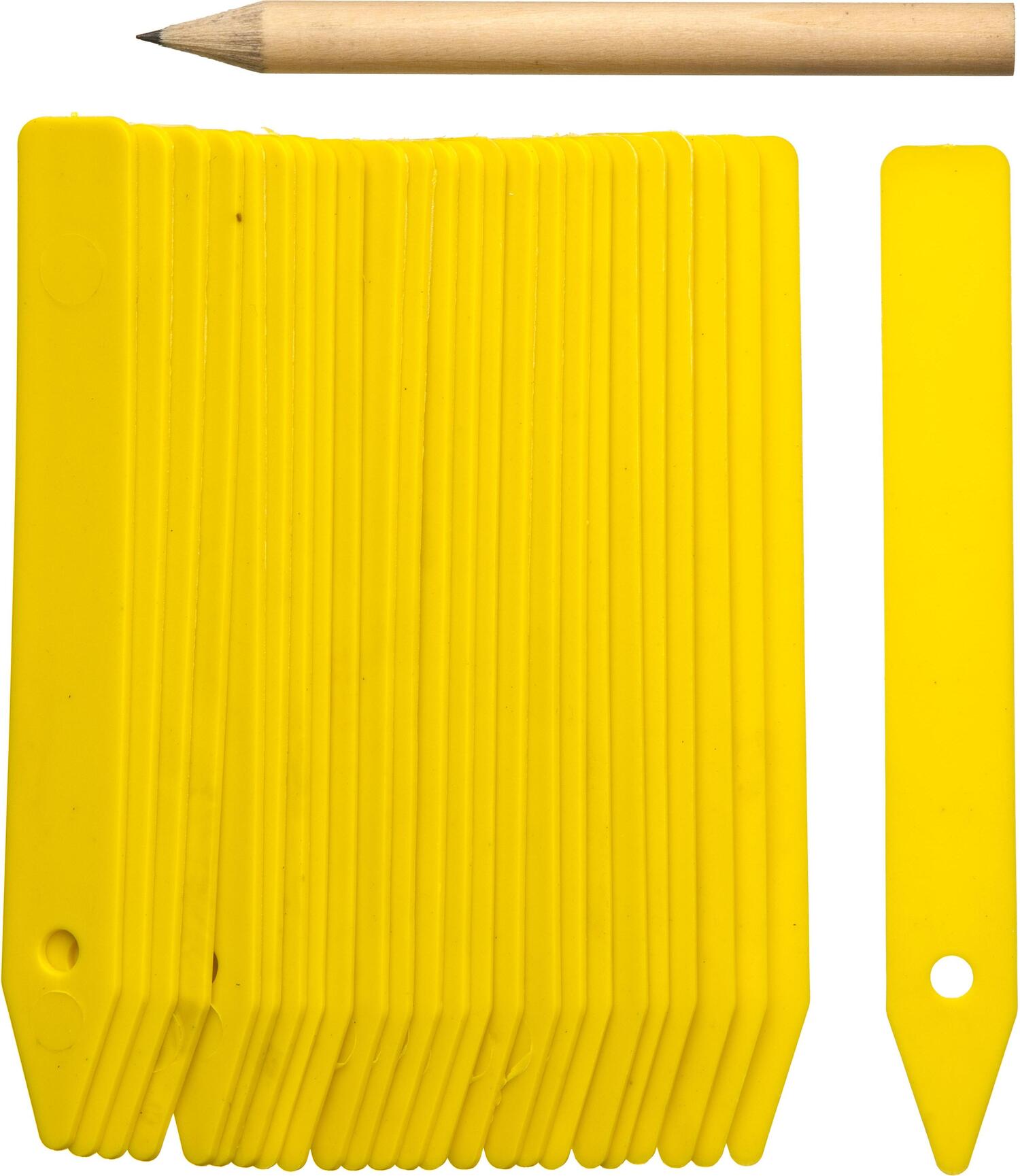 Nature plantenetiketten met potlood geel 10 cm 25 stuks