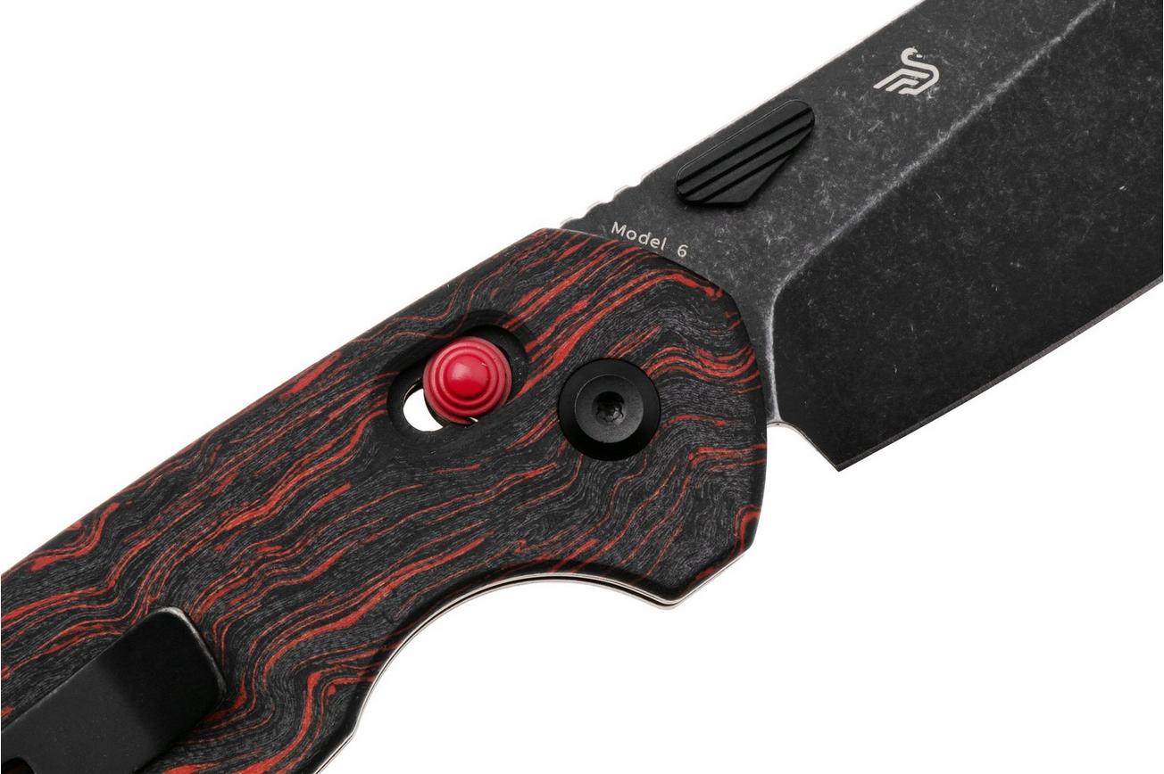 Tenable Knives Model 6 T1022V7 Blackwashed 14C28N, Red Black G-Mascus, zakmes, Nick Swan design