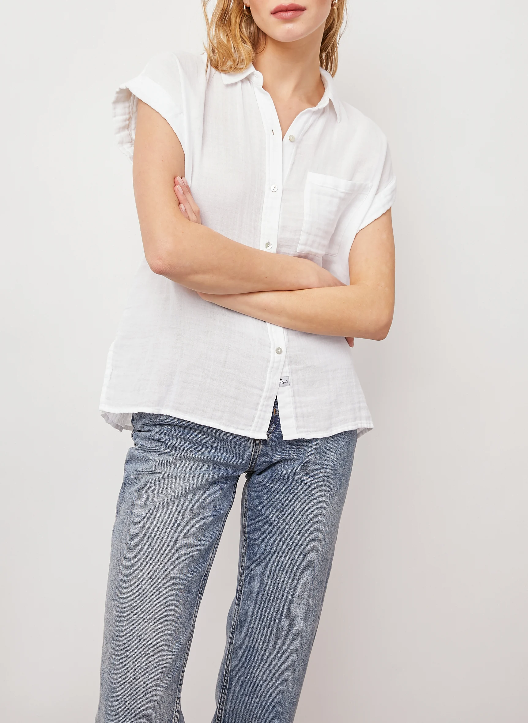 WHITNEY - Chemise droite en coton bio | Blanc