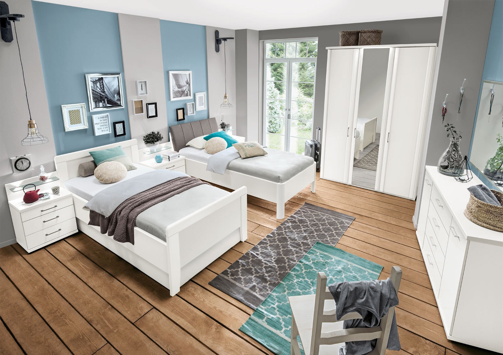 Bett BERN 100 x 200 cm Holznachbildung alpinweiß