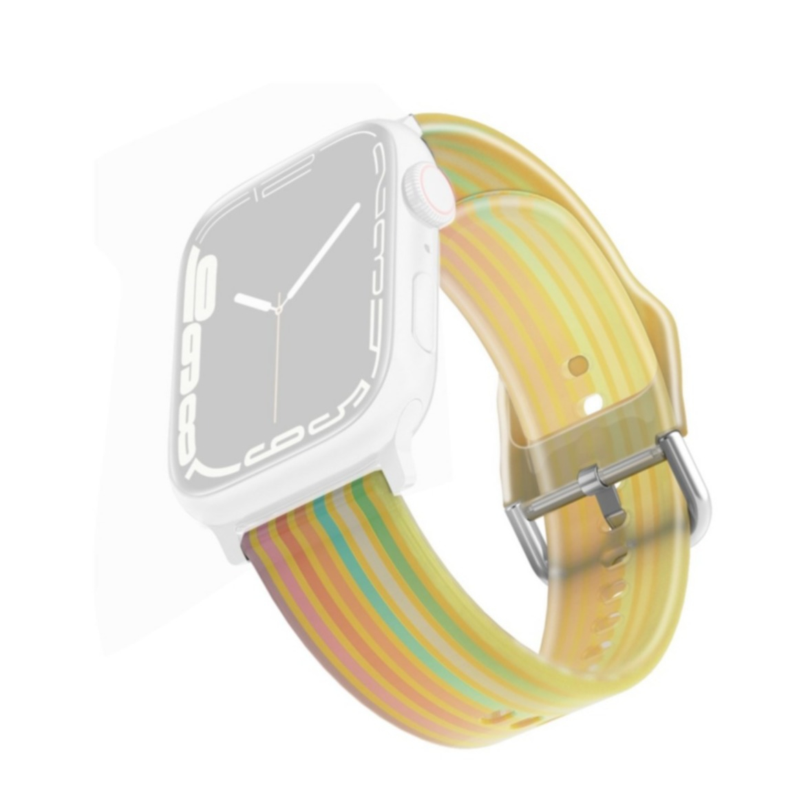 Apple Watch (42/41/40/38 mm) Silikon Sport Armband mit Dornschliesse (Gelenkumfang: 185-225mm) - Yellow Rainbow