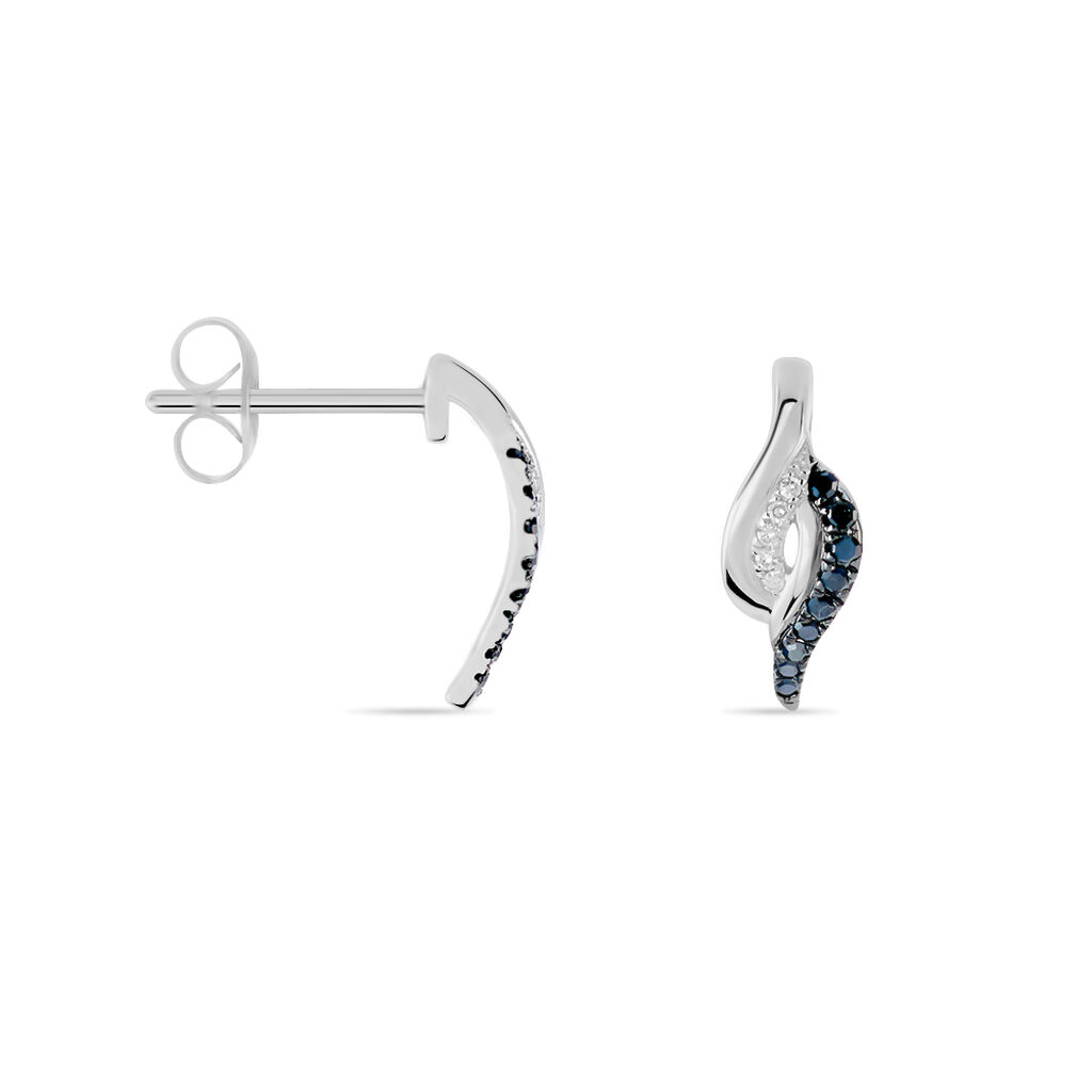 Boucles D'oreilles Puces Sculptural Or Blanc Diamant