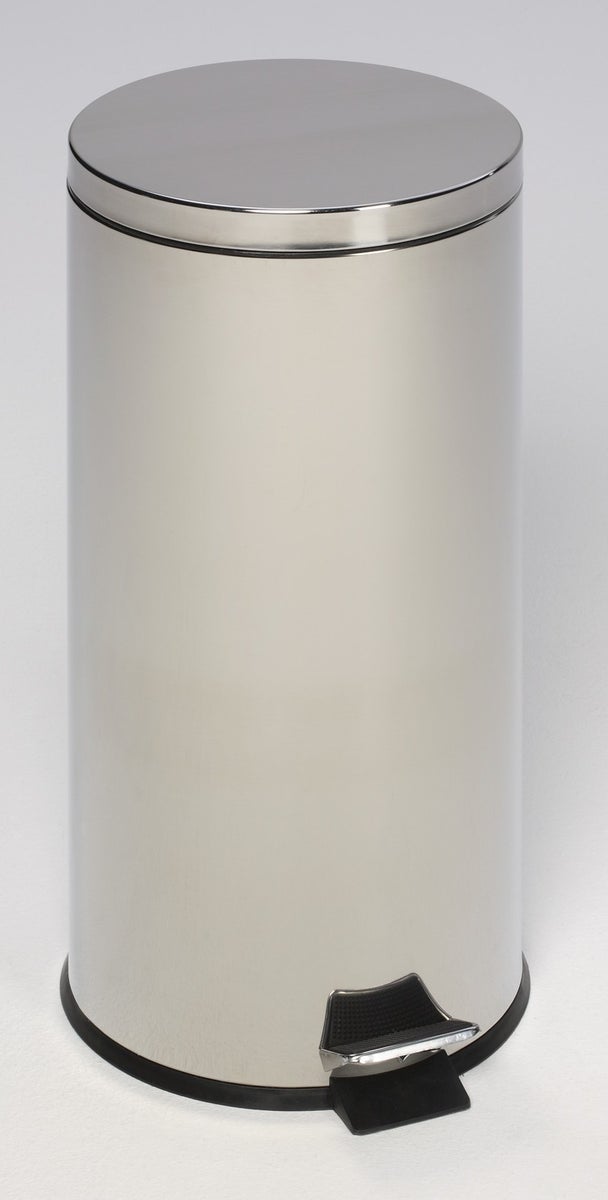 PROREGAL Robuuste pedaalemmer met binnenemmer en handgreep, 30 liter, HxBxD 64 x 29 x 29 cm, roestvrij staal, zilver