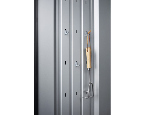 Biohort Romeo terraskast inclusief 3 plankdragers en 2 planken, thermisch verzinkt, afmeting M 132 x 57 x 140 cm, kwartsgrijs metallic