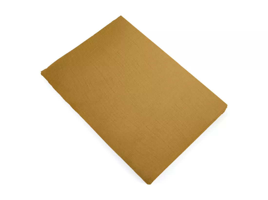Drap plat 270x300 cm mousseline de coton collection MILOS jaune curry