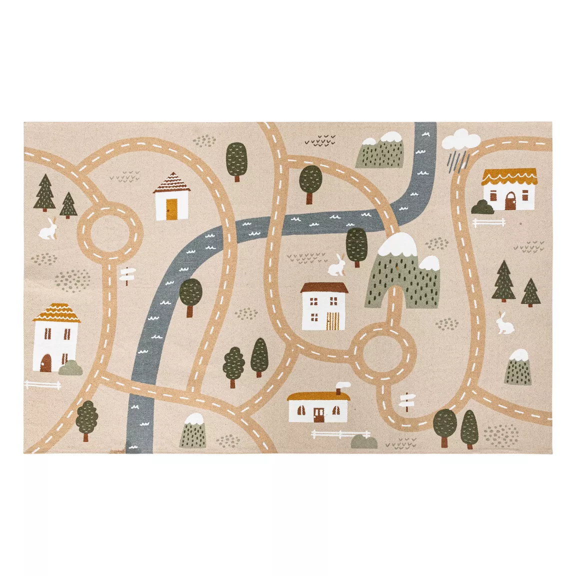 Tapis antidérapant enfant coton (100 x 150 cm) Routes Multicolore