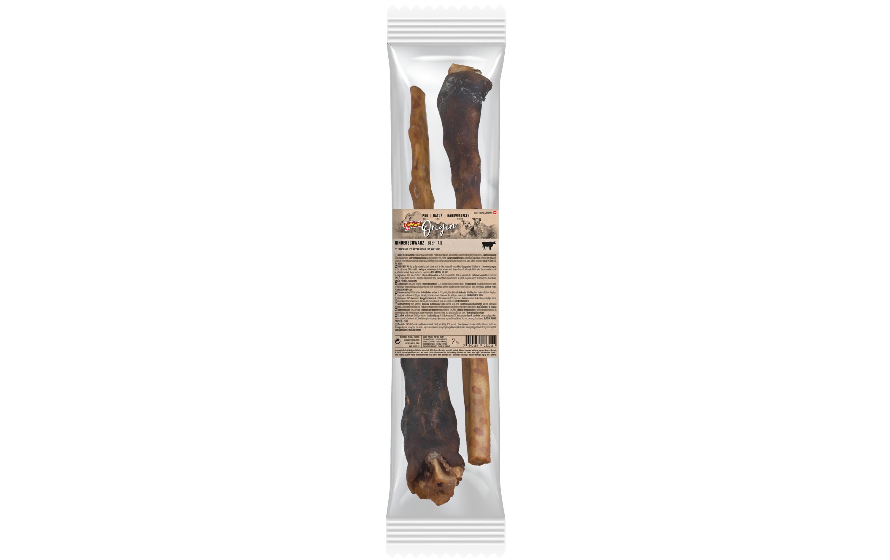 Kausnack Origin Rinderschwanz ca. 40 cm, 2 Stk.Luftgetrockneter Kauartikel für Hunde