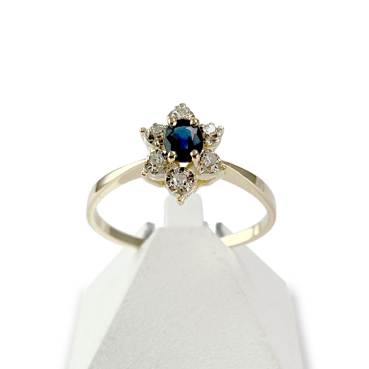 Bague d'occasion or 750 jaune diamants saphir