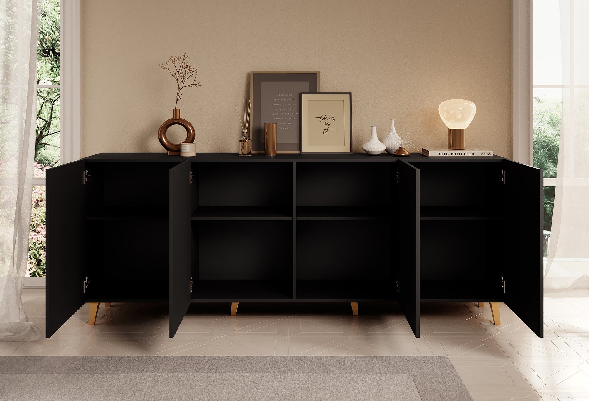 Palamos - Dressoir - Zwart - 200x40x82 cm