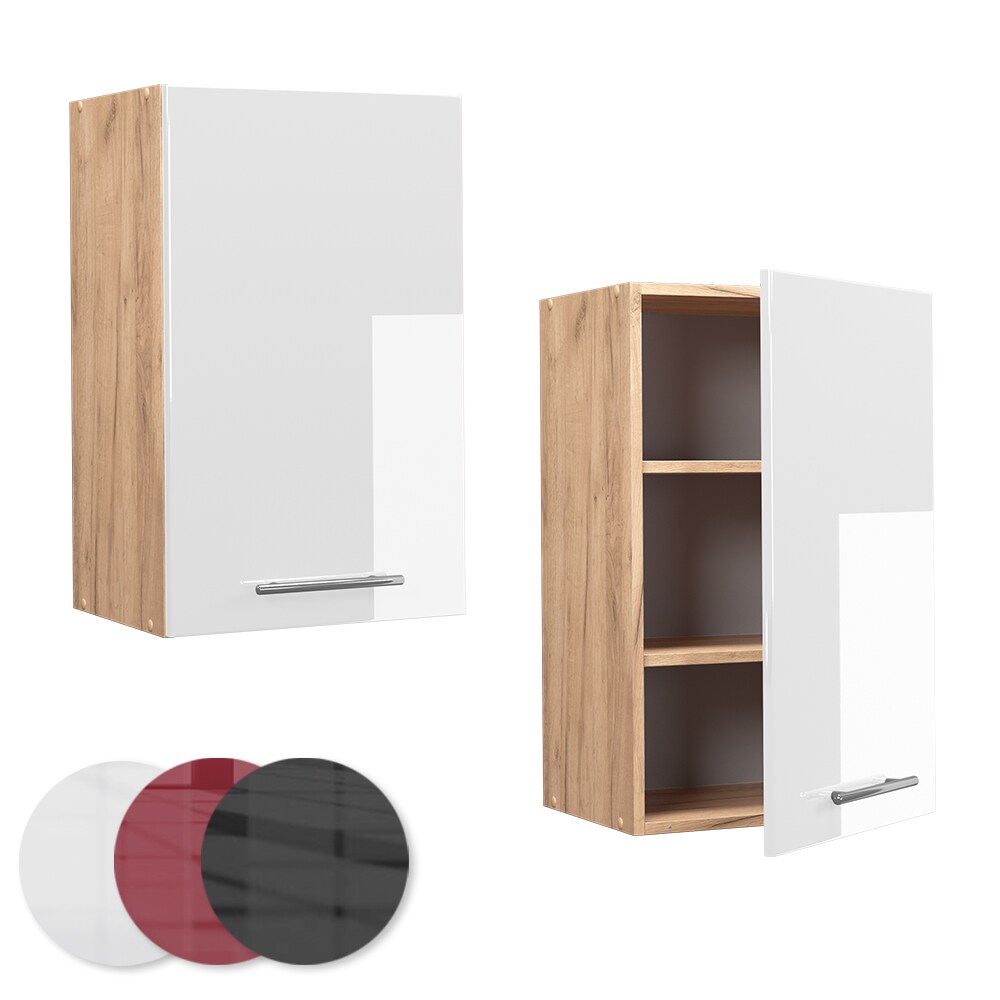 Vicco Hängeschrank Küchenschrank Küchenmöbel Fame-Line Eiche Weiß modern 45 cm Küche Einbauküche Hängeschrank Drehtür Einlegeboden Küchenzeile Hochglanz