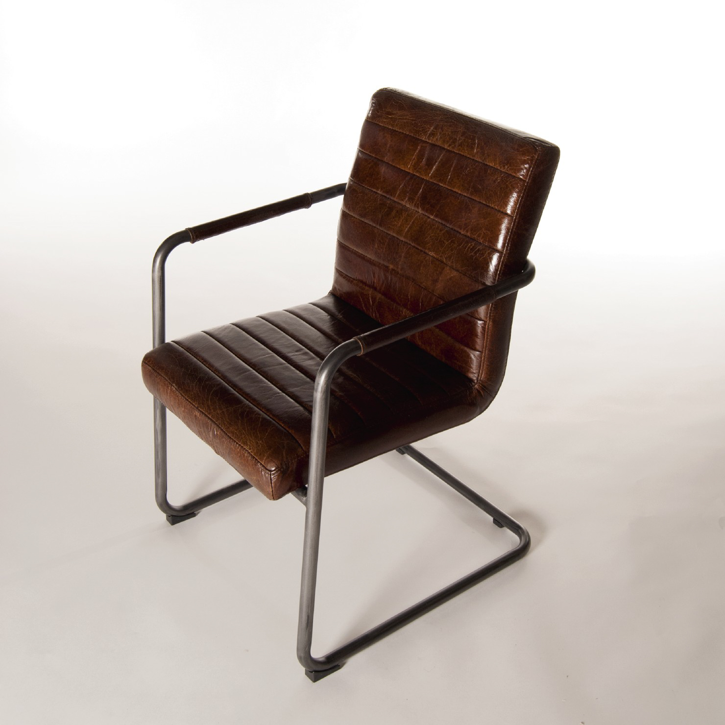 Lederstuhl 'Clinton', mit Armlehne, L 58 cm, B 55 cm, H 85 cm von fischer's lagerhaus