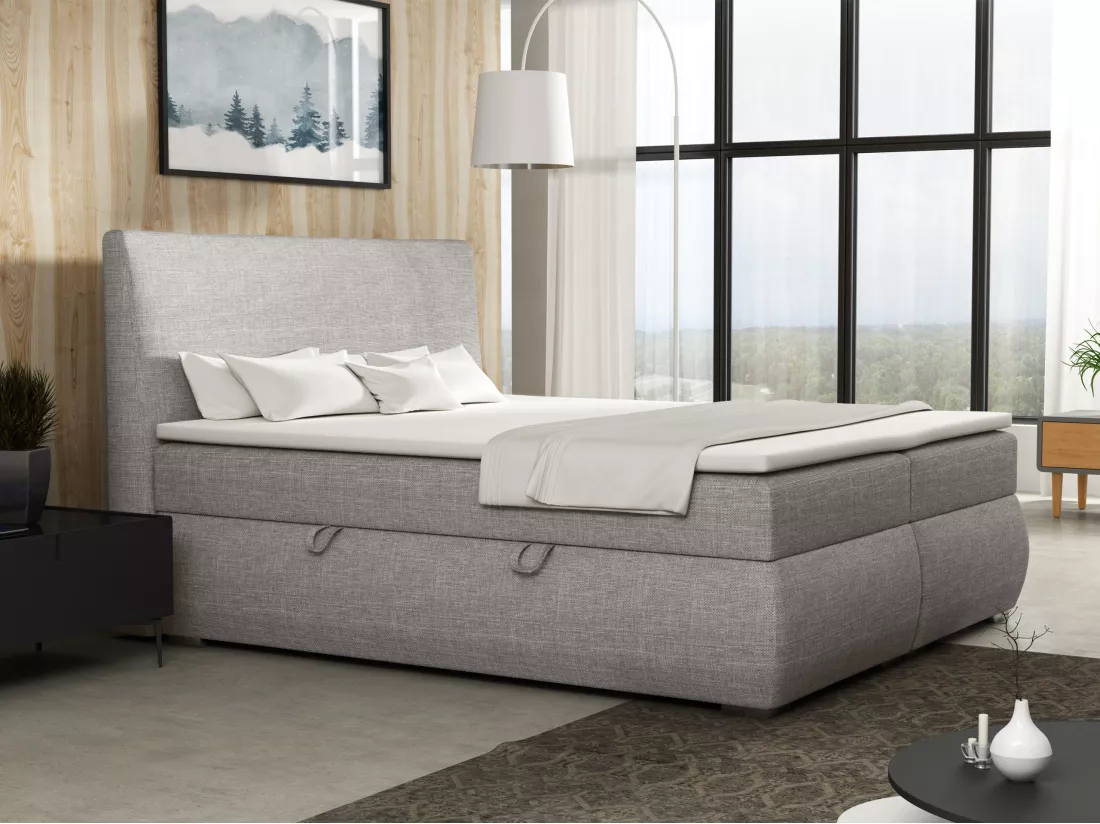 LIT BOXSPRING avec tiroirs de rangement Buffalo 200x200 cm, Lux 05 (Gris clair)
