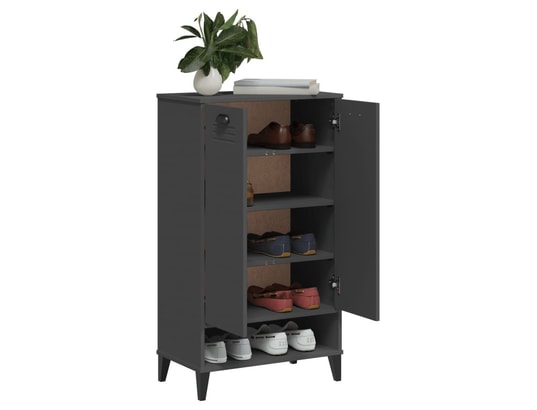 VIDAXL - Armoire à chaussures viken gris anthracite bois de pin solid...