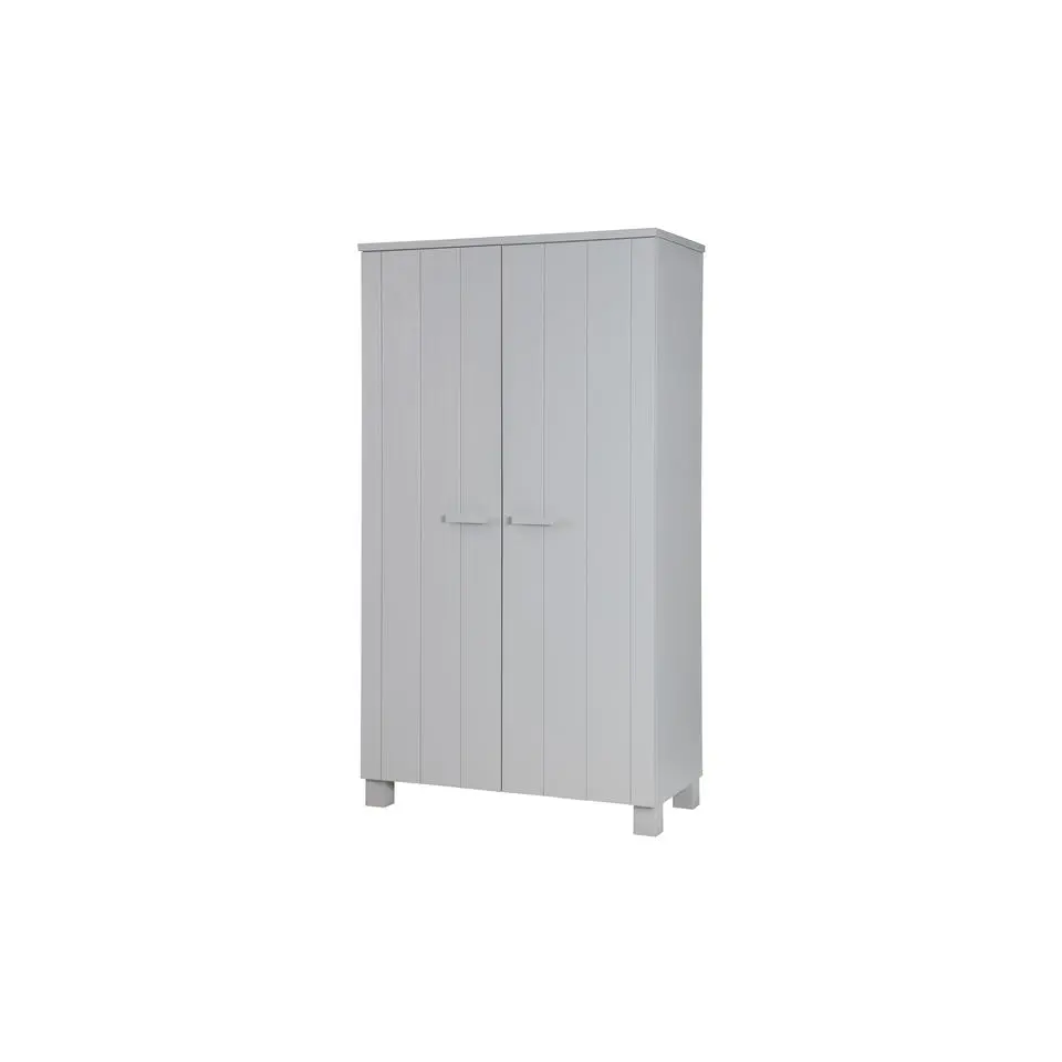 WOOOD Dennis Kast - Grenen Geborsteld - Beton Grijs - 111x202x55