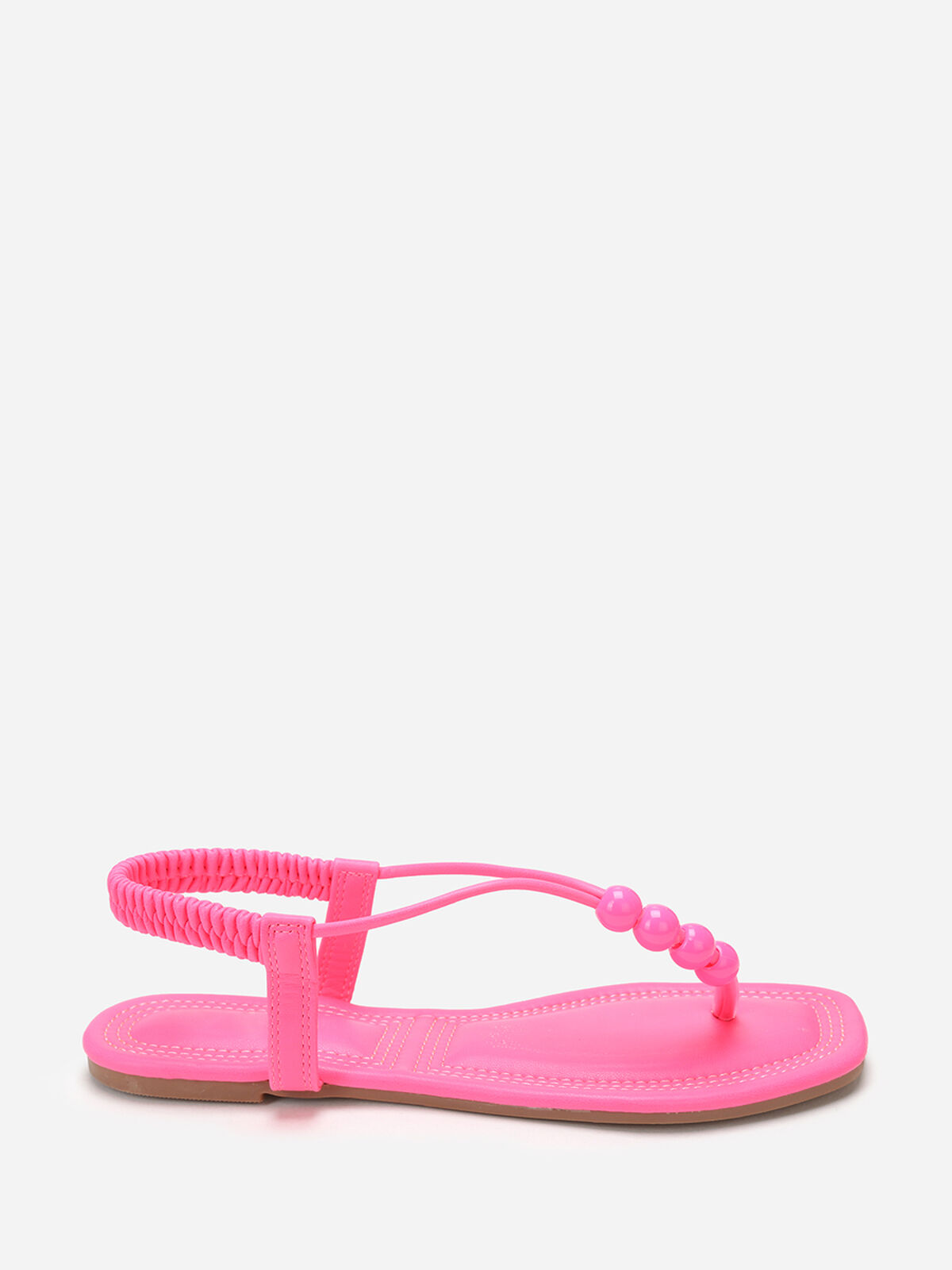Nu-pieds carrés à perles- Fuchsia