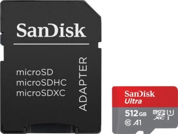 SanDisk Ultra - Flashhukommelseskort (microSDXC til SD adapter inkluderet) - 512 GB - A1 / UHS Class 1 / Class10 - microSDXC UHS-I