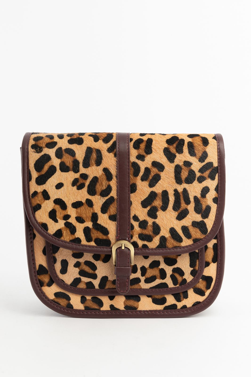 Bruine crossbody tas met leopard
