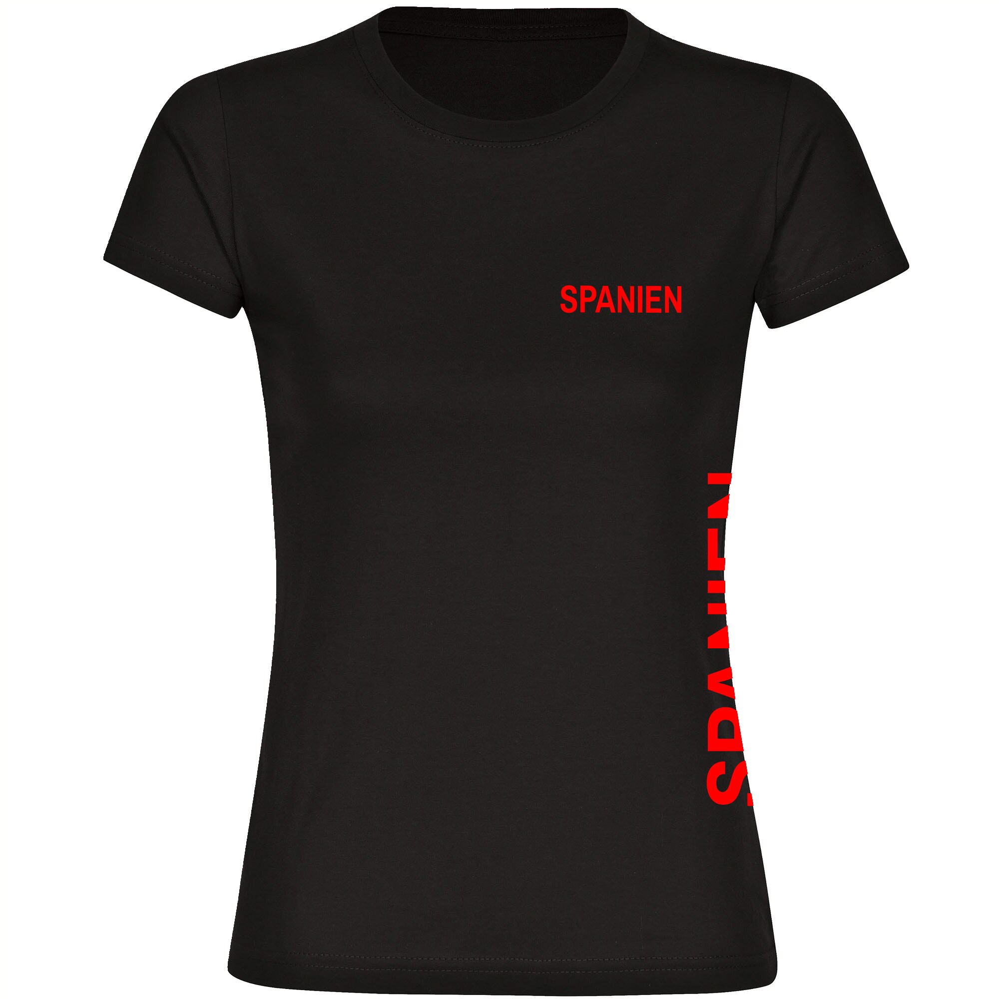 multifanshop® Damen T-Shirt - Spanien - Brust & Seite - Druck rot