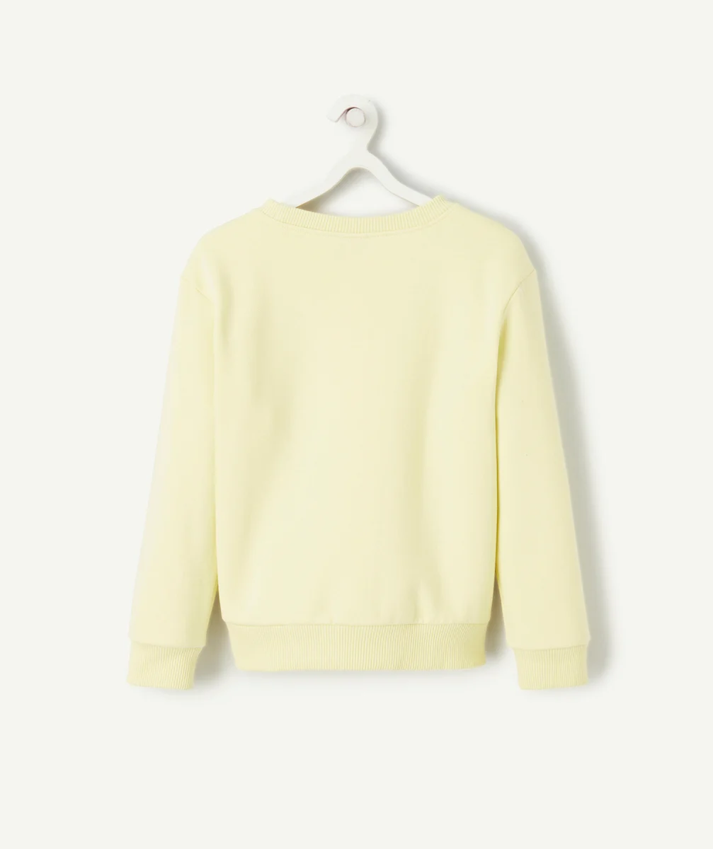 SWEAT GARÇON EN FIBRES RECYCLÉES JAUNE ET MESSAGE BRODÉ