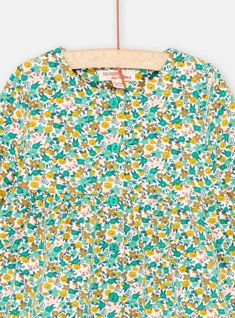 Ensemble écru et vert à imprimé fleuri pour bébé fille
