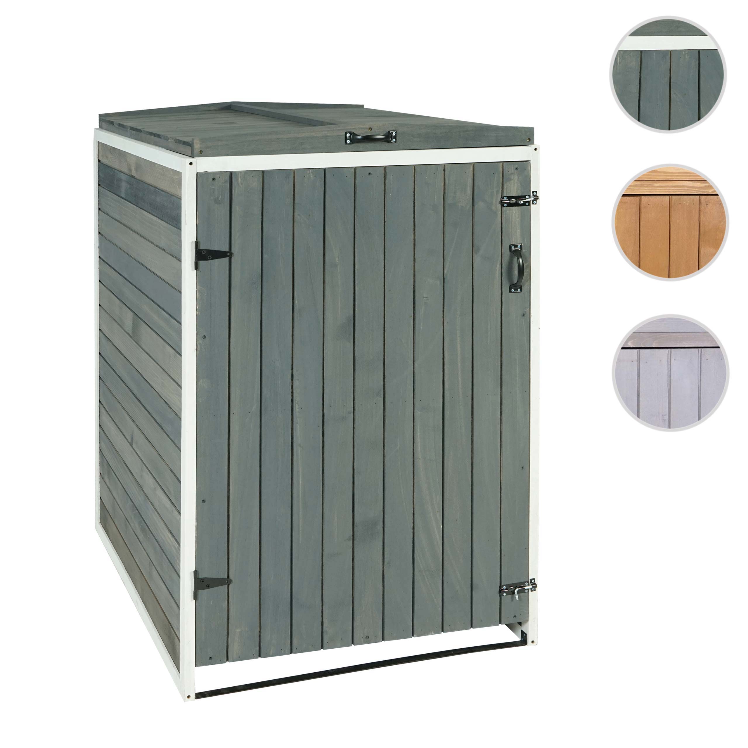 XL 1er-/2er-Mülltonnenverkleidung MCW-H74, Mülltonnenbox, erweiterbar 126x80x98cm Holz MVG ~ grau-weiß
