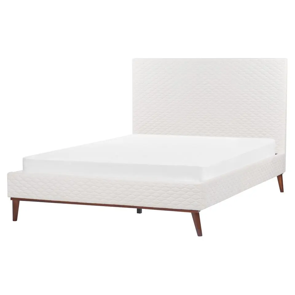 BAYONNE - Tweepersoonsbed - Wit - 140 x 200 cm - Fluweel