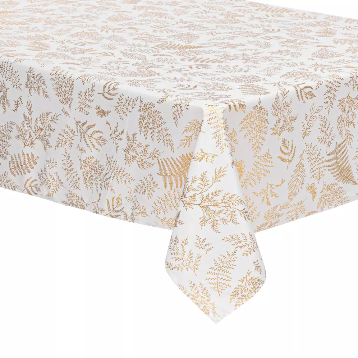 Nappe rectangulaire anti tache (140 x 360 cm) Feuilles d'or Blanc