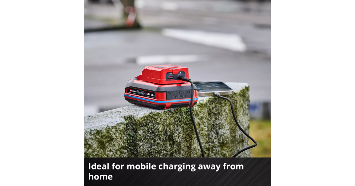 EINHELLAccu USB-Powerbank TC-CP 18 Li USB A/C-Solo adapter  (Rood, Accu en oplader niet inbegrepen)