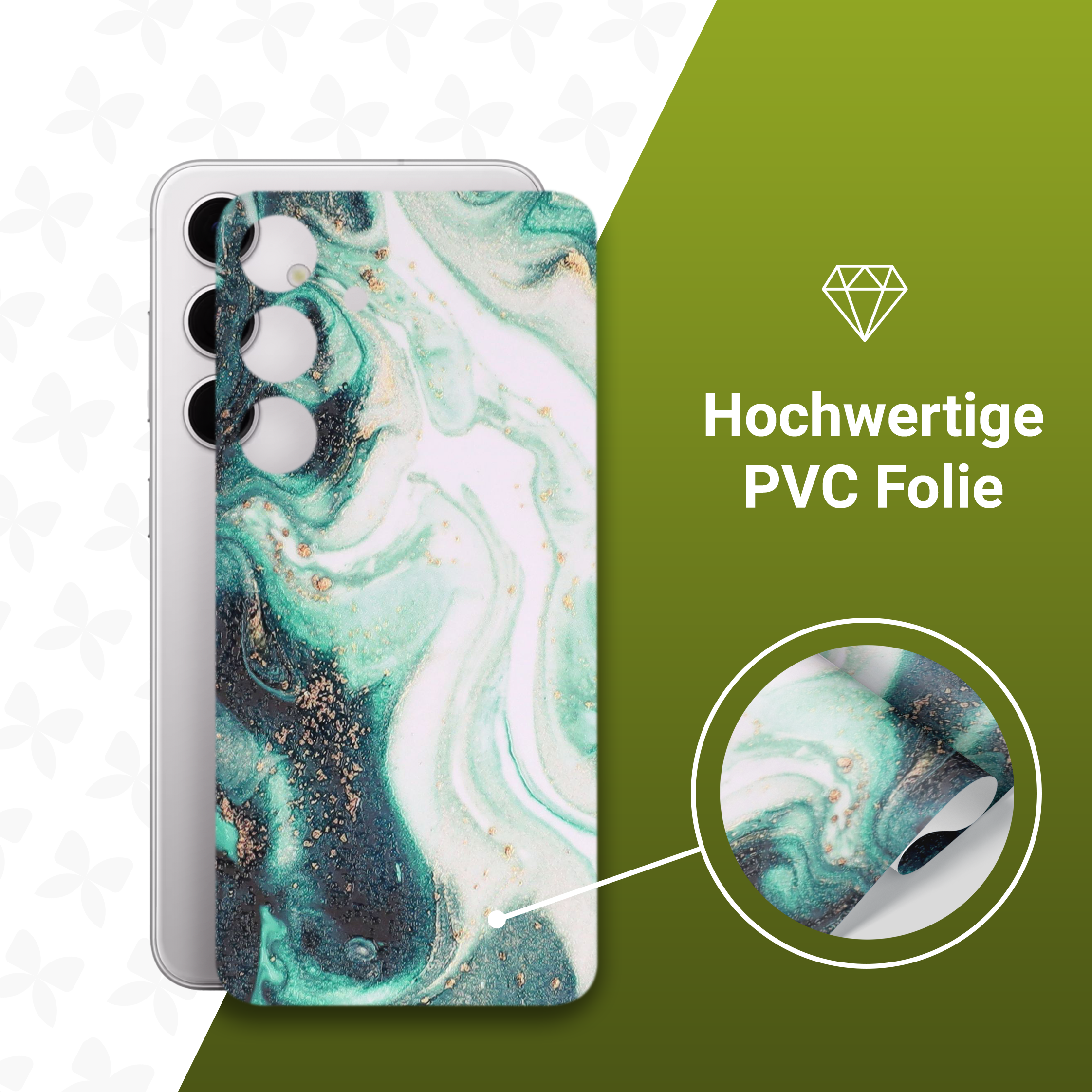 (2er Set) Samsung Galaxy S24 Plus Backcover Schutzfolie Swiss Made - Smaragd Marble