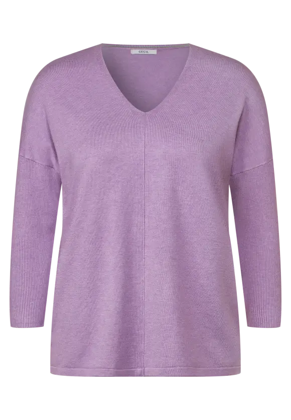 3/4 Feinstrick Pullover - sporty lilac melange