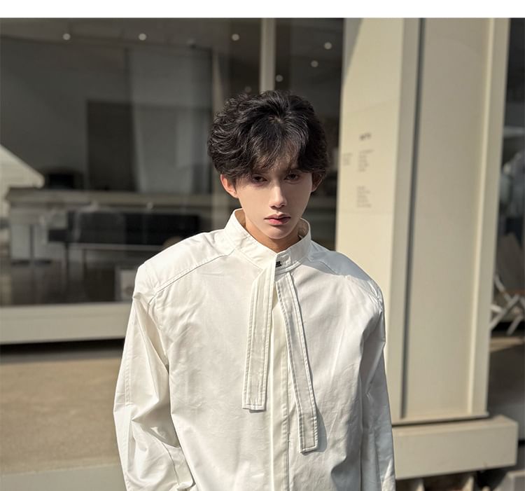 Omozando - Oversized overhemd met lange mouwen en opstaande kraag
