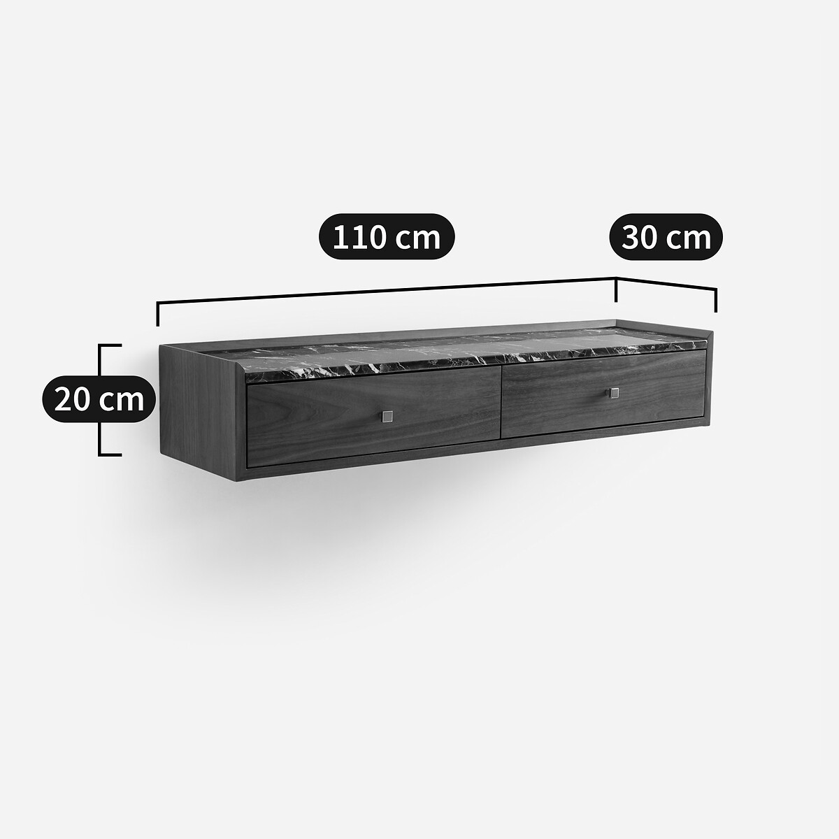 AM.PM<br>Console de parede com folheado de nogueira e mármore âmbar, Noham