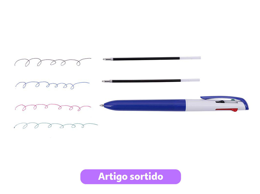 ESFEROGRÁFICA RETRÁTIL AUCHAN COM RECARGA CORES SORTIDAS