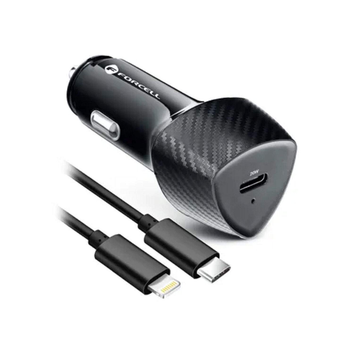 FORCELL Autoladegerät Typ C 20W + Kabel für Apple Lightning