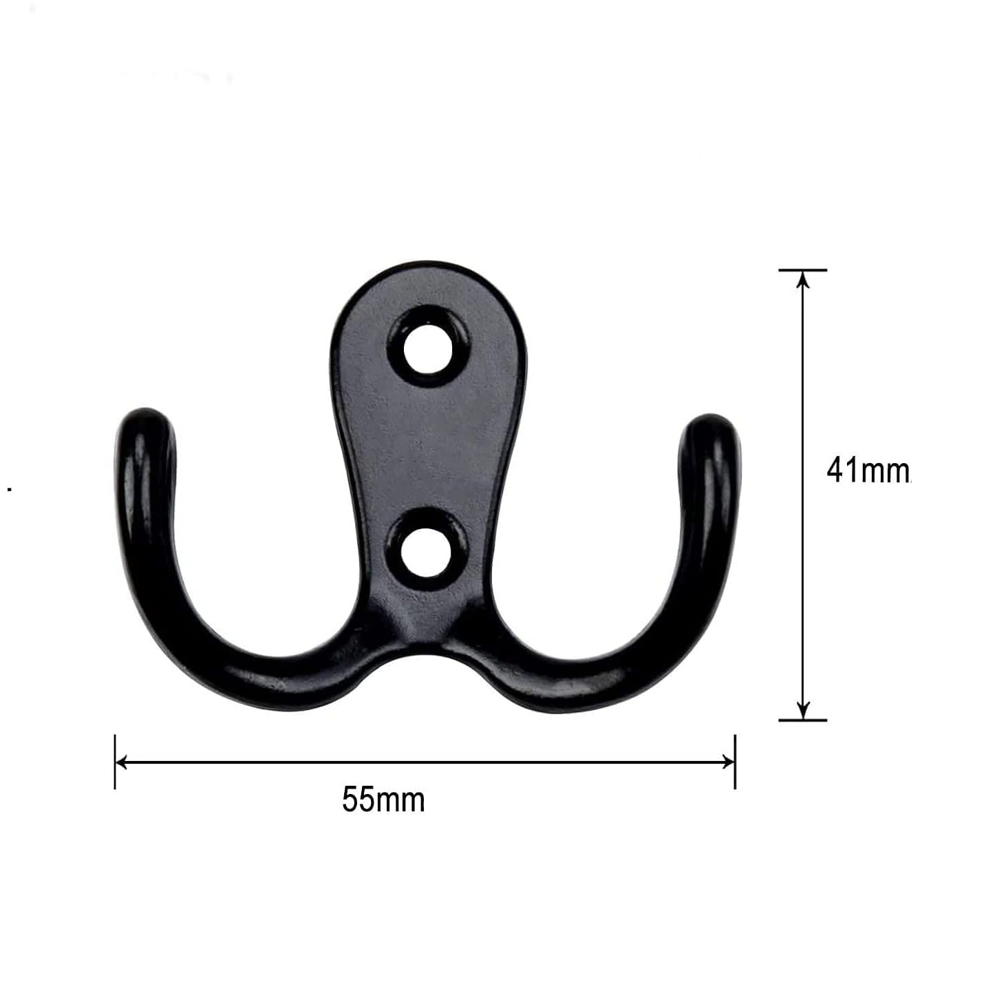 (12er Set) 5.5x4cm Garderobe Metall Wandhaken Handtuch / Kleider Halter Doppelhaken - Schwarz