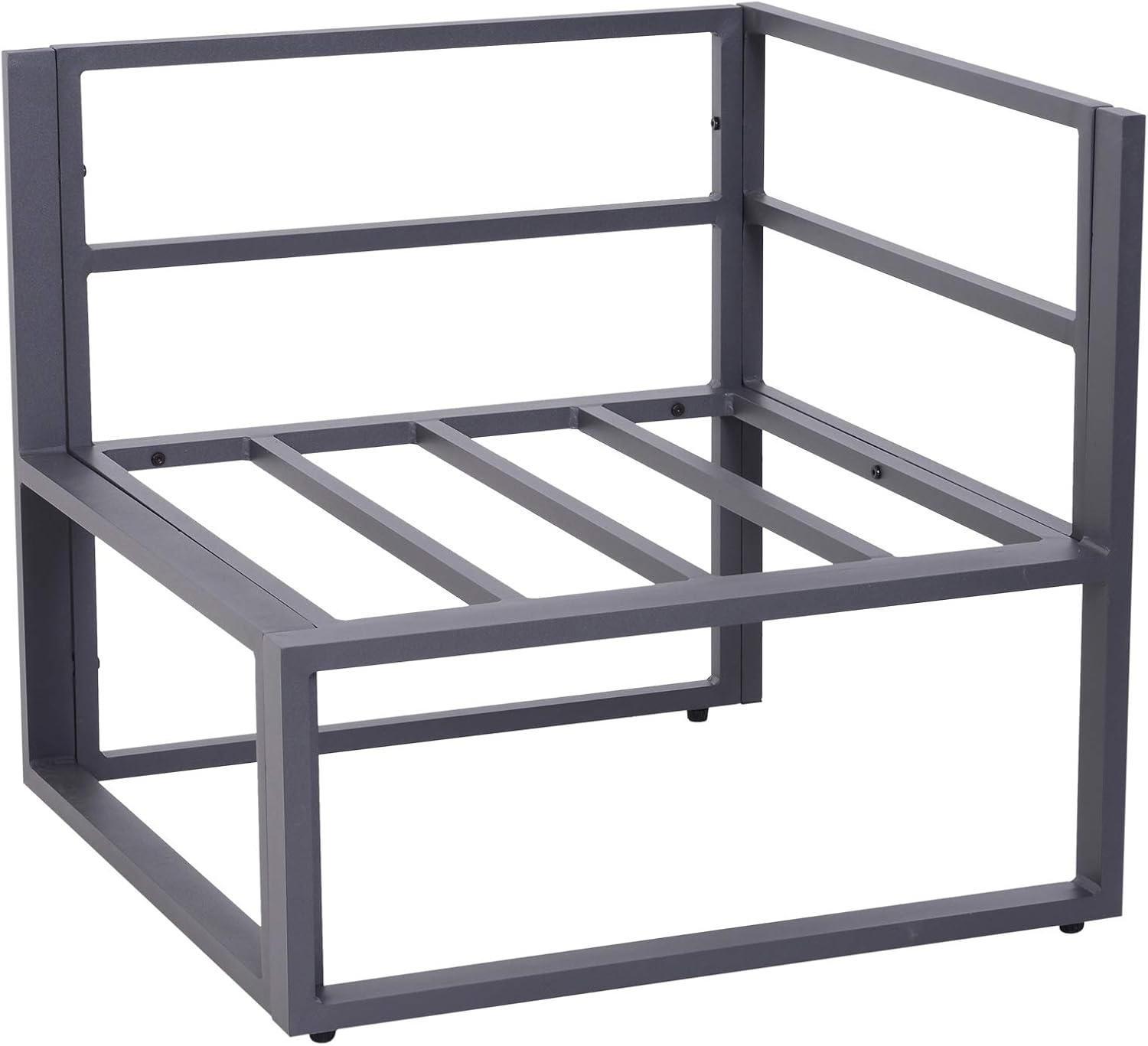 Outsunny 6-TLG. Gartengarnitur Gartenset Gartensofaset Sitzgruppe Gartenmöbel Alu+ Polyester + Hartglas Grau 4 x Sessel 1 x Ecksofa 1 x Beistelltisch Kissen für 4–5 Personen
