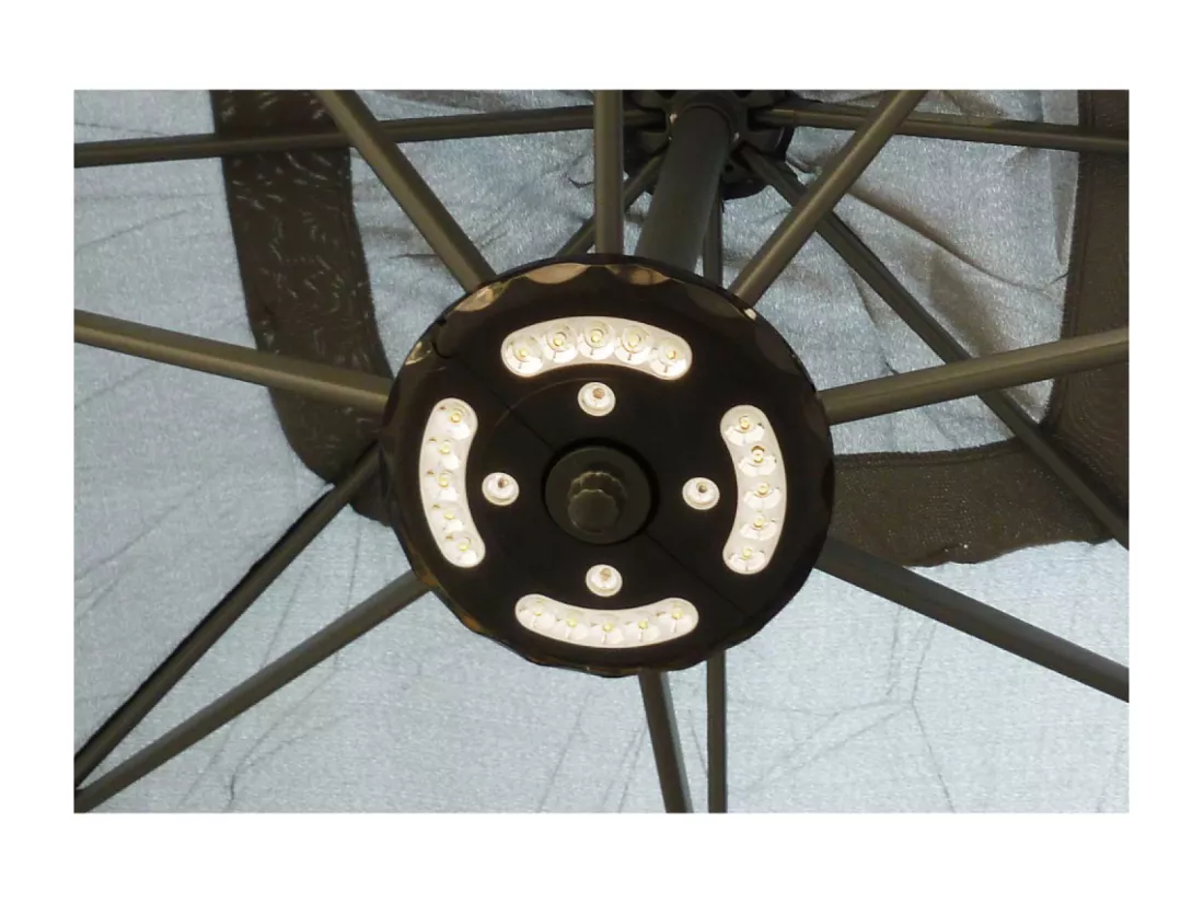 Parasol LED déporté carré 3x3m gris SOLENZARA LED