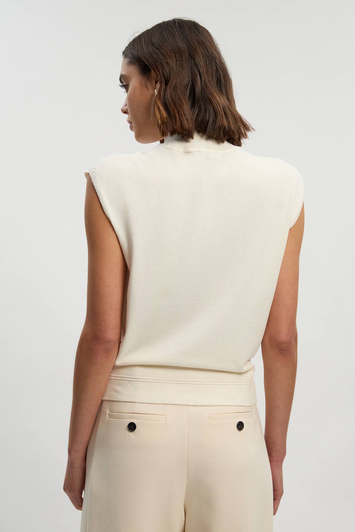 KarenMillen Débardeur en Maille à Col Montant Mélange Viscose