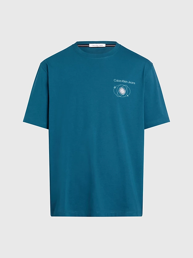 Camiseta de algodão com logo nas costas