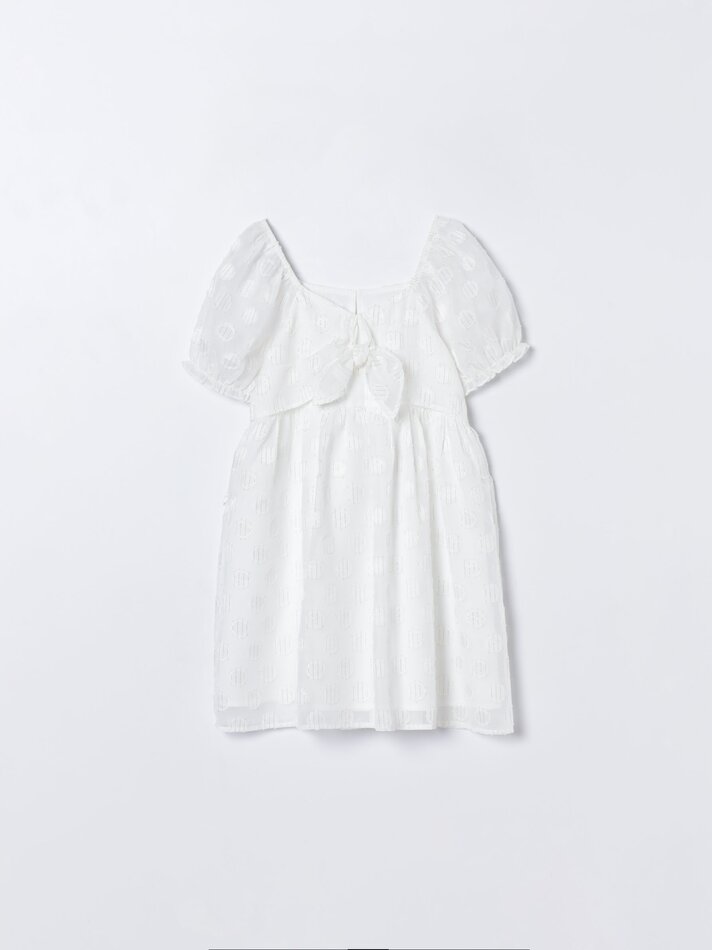 Vestido com laço - Branco-creme