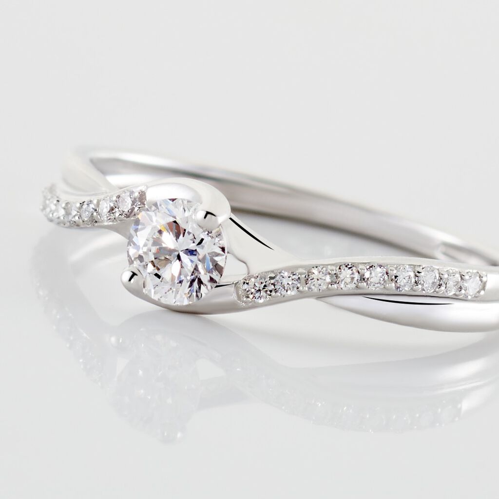 Solitaire Accompagné Laetitianne Or Blanc Diamant Synthétique