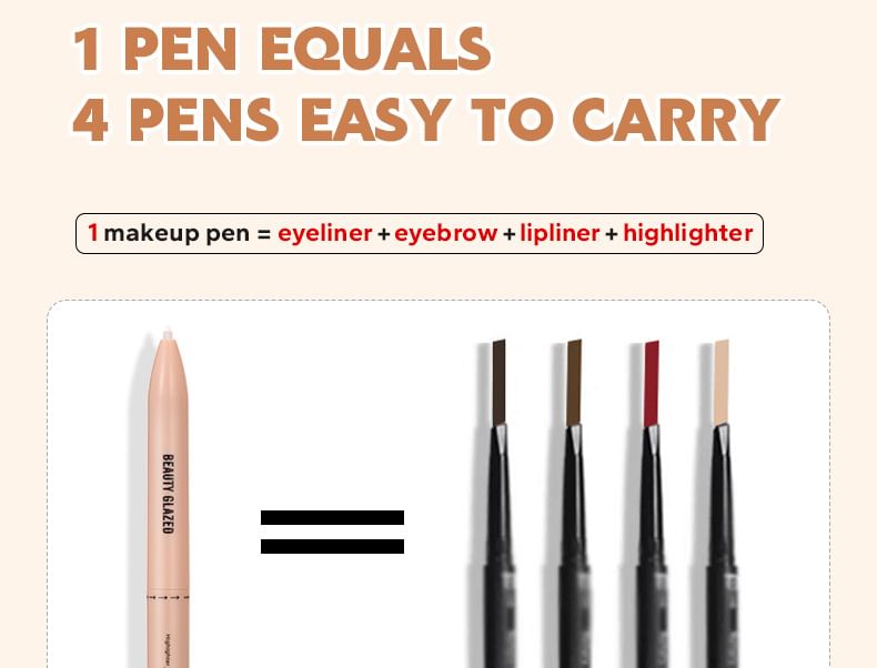 BEAUTY GLAZED - 4 in 1 make-uppen (highlighter / eyeliner / wenkbrauw / lipliner)