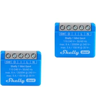 Shelly WLAN-Schaltaktor 1 Mini Gen4 x 2 Blau Intelligenter Schalter