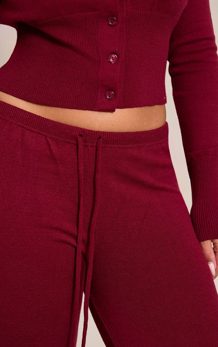 Rouge Vin Pantalon Taille Nouée En Maille Shape