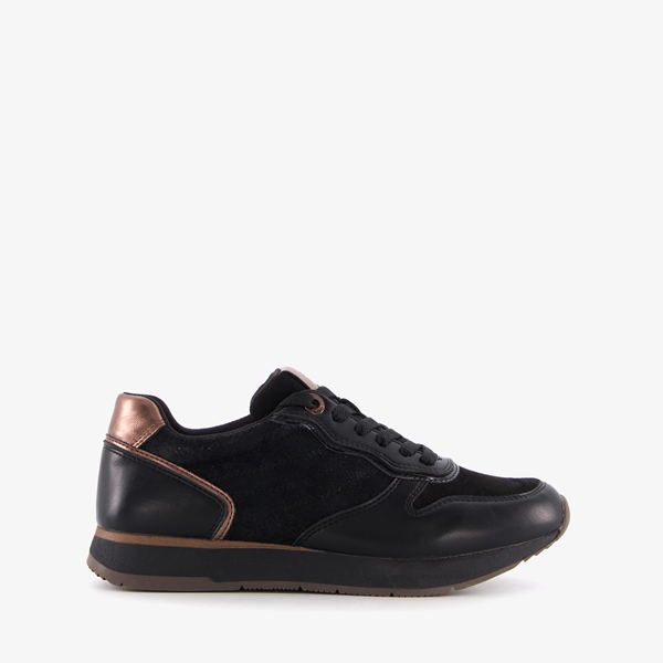 Tamaris dames sneakers zwart met metallic details