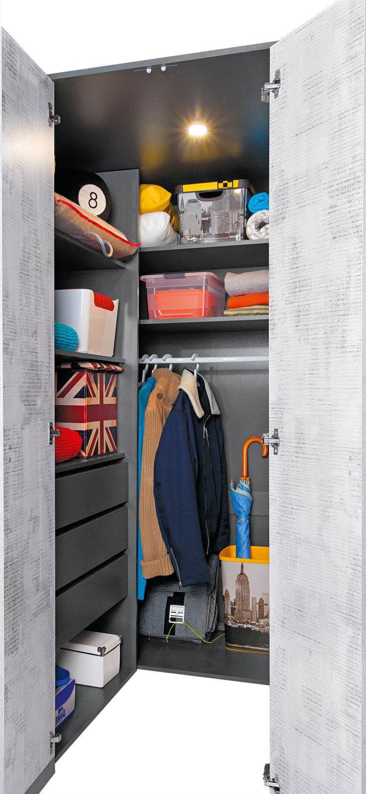 Eckschrank Tablo Graphit/Engima Nachbildung ca. 135 x 195 x 135 cm