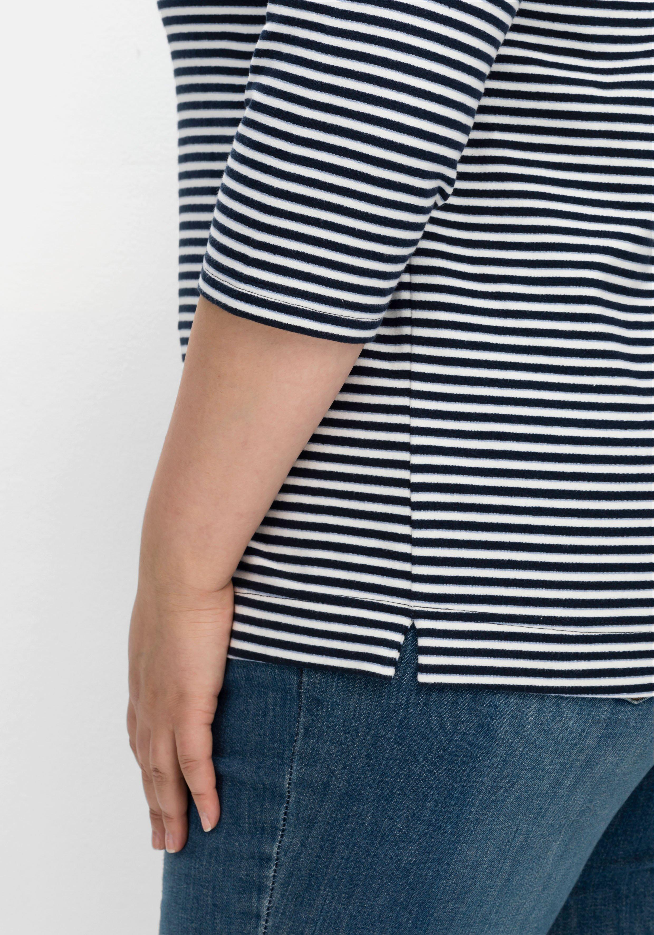 Geringeltes Sweatshirt mit 3/4-Arm