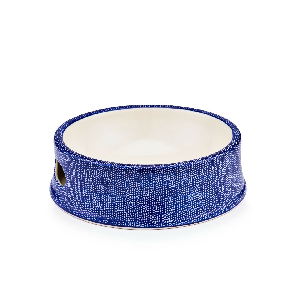 Fira - gamelle design pour grand chien, céramique, motif points bleus, ø22x7cm