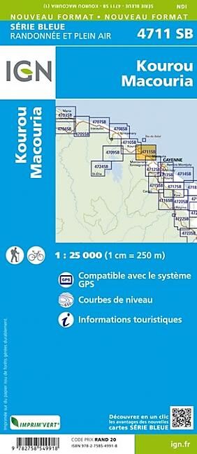IGN - IGN 4711 SB KOUROU MACOURIA 1 25 000