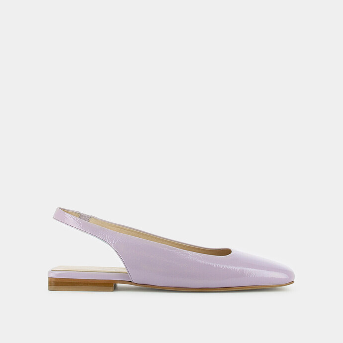 Ballerines Slingback à bouts carrés  en cuir vernis lilas